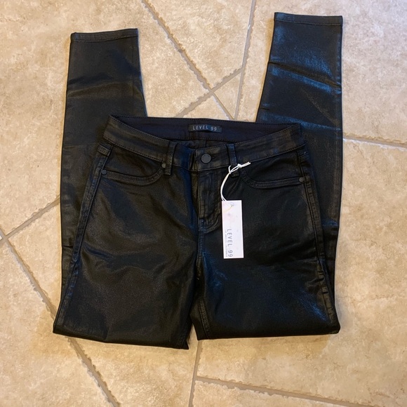 ❌SOLD❌Level 99 Black Coated Skinny Jeans - Picture 3 of 6